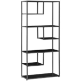 HOMCOM Mobile Libreria a 7 Livelli in Truciolato e Acciaio per Soggiorno, Camera da Letto e Ufficio, 83x34x180 cm, Nero