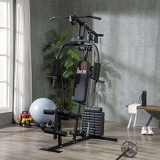 HOMCOM Palestra Multifunzione per Allenamento a Casa e Professionale, Stazione Fitnes in Acciaio con Pesi da 45kg, 135x103x210cm, Nero