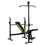 HOMCOM Panca Multifunzione Stazione Fitness con Schienale Regolabile su 3 Livelli, Supporto Gambe e Barra Superiore, 175x110x202cm, Nero
