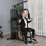 HOMCOM Stazione Fitness Palestra Multifunzione per Allenamento a Casa e Professionale, Acciaio 150x110x210cm Nero