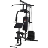 HOMCOM Stazione Fitness per Allenamento a Casa e Professionale, Palestra Multifunzione in Acciaio, 148x108x207cm, Nero