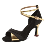 HROYL Scarpe da Ballo Donna Latino Salsa e Bachata Scarpe da Ballo Pratica da Sala 803-7 Oro EU 38