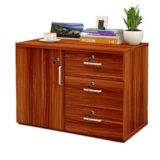 HYUFEIAO Mobiletto Portadocumenti in Legno a 3 cassetti con Anta – per Ufficio e casa, Colore Oro