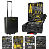 HandymanBox Set Attrezzi 499 pezzi in Acciaio Cromo Vanadio – Trolley Valigia Professionale con 4 Vassoi, Ruote e Manico Telescopico – Ideale per Domestici, Professionisti e Meccanici