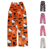 Hell0 Kitty Pantaloni Pigiama Donna Halloween Lunghi del Pigiama di Flanella Warm Pigiama Donna Invernale Pantaloni da Notte da Donna Morbido Kawaii Anime Pantaloni Y2K Comodo Pantaloni del Pigiama
