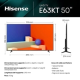 Hisense 50″ UHD 4K 2023 50E63KT, Smart TV VIDAA U6, Dolby Vision, HDR 10+, Game Mode Plus, Alexa Built-in, Tuner DVB-T2/S2 HEVC 10, lativù 4K