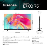 Hisense 75″ QLED 4K 2023 75E77KQ, Smart TV VIDAA U6, Dolby Vision, HDR 10+, Game Mode PRO Plus, Alexa Built-in, VIDAA Voice, Tuner DVB-T2/S2 HEVC 10, lativù 4K