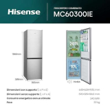 Hisense MC60300IE Frigorifero Combinato, Libera installazione, Total No frost, Ventilazione MultiFlow, Doppia porta reversibile, Inox, Altezza 186 cm, Capacità netta 300 litri, Controllo Touch