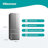 Hisense RF632N4BCE Frigorifero French Door, 485 Litri, Ridotta Profondità 70 Cm, Inox, Total No Frost, Classe Energetica E