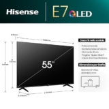 Hisense TV 55″ QLED 4K 55E77NQ, Smart TV VIDAA U7, Dolby Vision, HDR 10+, Game Mode Plus, Dolby Atmos, Alexa Built-in, VIDAA Voice, Tuner DVB-T2/S2 HEVC 10, lativù 4K