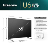Hisense TV 65″ Mini-LED 4K 65U62NQ, Smart TV VIDAA U7, Dolby Vision IQ, HDR 10+ Adaptive, Game Mode Plus, Alexa Built-in, VIDAA Voice, Tuner DVB-T2/S2 HEVC 10, lativù 4K