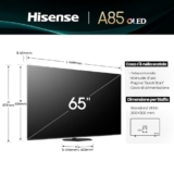 Hisense TV 65″ OLED 4K 65A8DN, Smart TV VIDAA U8, Dolby Vision IQ, HDR 10+ Adaptive, 120Hz Game Mode PRO, Dolby Atmos, Alexa Built-in, VIDAA Voice, Tuner DVB-T2/S2 HEVC 10, lativù 4K