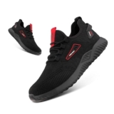 Hitmars Scarpe Antinfortunistiche Uomo Donna Scarpe da Lavoro Scarpe Antinfortunistica Safety Shoes Lacci Scarpe di Sicurezza Cucina Nero EU43