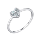 Homxi Anelli Fedina Donna Oro Bianco 18Kt, 6x6mm Cuore con Moissanite, Anelli Fidanzamento in Argento Donna Misura 18(58mm)
