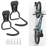 Housolution Appendi Bici da Muro, 2 Supporti Bici da Parete in Ferro Battuto con Imbottiture in EVA Anti Graffi, Urti, Ganci Pieghevoli Accessori Bicicletta, Supporto Appendi Bici per Garage, Nero