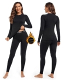 Hyeek Intimo Termico Donna Invernale, Attivo Caldo Manica Lunga Maglia Termica e Pantaloni – Completo Tuta Termica Funzionale Set Termico Donna per Sci Ciclismo Corsa Allenamento (1.Nero, L)