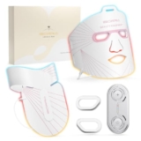 IBORRIA Maschera Facciale LED per Viso, Collo e Décolleté, Terapia della Luce nel Vicino Infrarosso, Maschera di Bellezza in Silicone Flessibile, Trattamento Domiciliare, Cura della Pelle (Bianco)