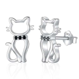 INFUSEU Orecchini a Lobo con Gatto, Argento Sterling 925 Gioielli Adorabili Animali Domestici Piccoli Orecchini a Cartilagine Regali per Ragazze Donne