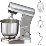 Impastatrice elettrica, impastatrice commerciale da 500 W con funzione Pulse, 3 velocità, ciotola in acciaio inox, gancio for impastare, frusta, sbattitore – ideale for panificazione, pizzerie e risto