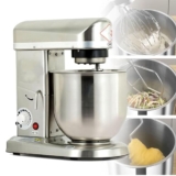 Impastatrice planetaria, impastatrice elettrica a spirale da banco da 10 litri con 3 velocità e ciotola da 24 cm, gancio for impastare, frusta, sbattitore, ideale for l’uso in panetteria.(Silver)