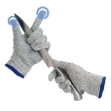 Induzeug Guanti antitaglio con puntini in silicone antiscivolo/touch screen, livello 5 protezione da taglio per alimenti, per cucina, giardinaggio, intagliare il legno, 1 paio (medio)