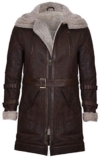 Infinity Leather Cappotto Doppio Collo Lungo di Montone Marrone Uomo L