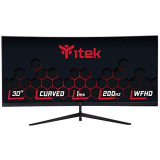Itek Monitor GGC – 30 Pollici, Curvo R1800, Risoluzione WFHD 2560×1080 UltraWide, Pannello VA da 200Hz, Schermo 21:9, Risposta 1ms MPRT, Collegamenti 3xHDMI e DP, HDR Ready, Adapt Sync