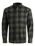 JACK & JONES Jjegingham Twill Shirt L/S Noos Camicia, Verde (Dusty Olive), L Uomo