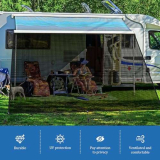 JAOGAUS Tendalino per Camper, Schermo Parasole in Rete Nera 8x10FT, Tenda Parasole per Roulotte, Parasole UV, Tettuccio Laterale+Kit, Parasole Per RV, Roulotte, Protezione Solare, Protezione