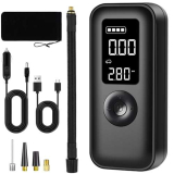 JOFLVA Mini Compressore Aria Portatile, Pompa Elettrica Per Bicicletta, Elettrico Gonfia Gomme Auto, 150PSI (10.3BAR), Start-Stop Automatico, Modello A Doppio Uso 4 Ugelli Individuali, Electric