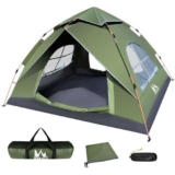 JONRRYIN Tenda da Campeggio, Impermeabile Ultraleggera Tenda Campeggio Tenda Pop Up 2-4 Posti con 2 Porte a Rete, 4 Finestre a Rete, Tenda Campeggio per Esterni, Spiaggia, Trekking (Verde)