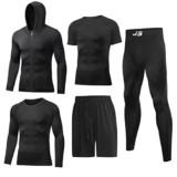 JULY’S SONG 5 Pezzi Fitness Palestra Completi Sportivi Uomo Abbigliamento Sportivo Allenamento Compressione Camicia Pantaloncini Leggings Set