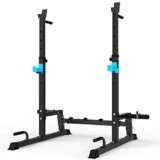 JX FITNESS Squat Rack in Lega di acciaio, Nero, Multifunzione Supporto Bilanciere Altezza Regolabile Dip Barra Palestra Casa Sollevamento Pesi Panca Stazione Push up