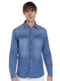 Jack & Jones S JJESHERIDAN Shirt L/S Camicia in Jeans, Blu (Medium Blue Denim Fit:Slim), Large Uomo