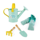 Janod – Set Del Piccolo Giardiniere Happy Garden, Set Di 4 Utensili Da Giardinaggio per Bambini, per Lo Sviluppo Della Motricità Fine, Color Menta – Da 3 Anni in su, J03187