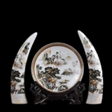 Jingdezhen – Set di vasi antichi in ceramica color avorio con piatto tradizionale classico cinese moderno color avorio pastello grande