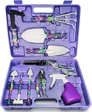 KAHEIGN 10Pz Strumenti da Giardinaggio, Stampa Floreale Viola Attrezzo Manuale Da Giardino Manico Ergonomico Pala E Potatore Rastrello Spruzzatore D’acqua, Regali Di Giardinaggio per Donne, Uomini