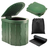 KINSPORY Toilette Portatile, WC Portatile, WC Portatile per Campeggio, WC Camper (verde con coperchio)