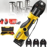 KKMNDE Kit di Utensili per pressatura Tubi Idraulici Utensile per pressatura Tubi in Rame per diametri Tubi da 16 a 28,6 mm con 2 batterie da 12 V 3 matrici DN15 DN20