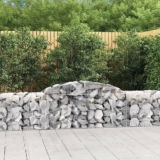 KLYEON Cesti Gabbioni ad Arco 25 pz 300x50x60/80 cm Ferro Zincato,Barriera per Giardino Multiuso | Muro di Gabbie in Metallo | Riempibile con Rocce o Ghiaia Vasi e fioriere
