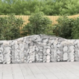 KLYEON Cesti Gabbioni ad Arco 9 pz 400x30x100/120 cm Ferro Zincato,Ceste Gabbioni Decorativi e Fonoassorbenti per Barriere da Giardino Vasi e fioriere