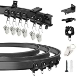 KOLAKO Binario per tenda da soffitto, 3 m, flessibile, pieghevole, montaggio a parete, nero, curvo, resistente, sistema di guide scorrevoli per camper, divisorio, binario da soffitto per tende