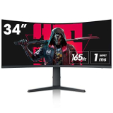 KOORUI Monitor Gaming Curvo 34 Pollici, 165Hz, 1MS, 1000R, WQHD 3440×1440, VA, DCI-P3 90%, Adaptive Sync, 2xHDMI 100Hz & Display Port 165Hz, VESA 75 * 75mm,