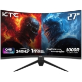 KTC Gaming Monitor 27 Pollici QHD Curvo Monitor, 240Hz, 1ms, 2K QHD 2560 x 1440p Schermo PC, Freesync & G-sync, HVA 1000R, 124% sRGB, Inclinazione Regolabile, VESA, DP1.2/HDMI 2.0, H27S25E
