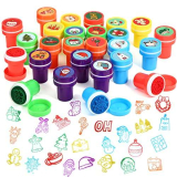 Kesote 26 Timbri Natalizi Timbri per Bambini Gadget Natalizi per Bambini Regali Natale Multicolori Timbrini di Plastica Auto Inchiostrazione