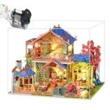 Kit Fai da Te per Una Piccola Casa, Puzzle in Legno 3D Booknook, Mini Casa delle Bambole con Luci A LED, Modello Creativo per La Decorazione della Stanza (2pcs)