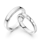 KnSam Anelli Platino Semplici Rotondi Con Diamante Intarsiato 0,01Ct Anello di Fidanzamento Anello di Fidanzamento Coppia Anelli Set Argento, Diamante