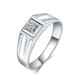 KnSam Anello Oro Bianco 18Kt Diamante, Anelli Fidanzamento Donna Solitario Anello con Diamante 0.1ct Dimensione 22