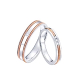 KnSam Coppia di anelli in oro rosa 18 carati (750), Diamante