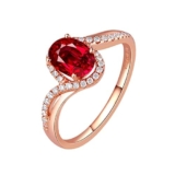 KnSam Rosegold Au750 – Anello da 18 carati, colore rosso rubino 0,55 carati, forma ovale, per matrimonio, amicizia, anello solitario, da 0,12 carati, per donne, vero oro, 65 (20.7), Oro rosa 18 carati
